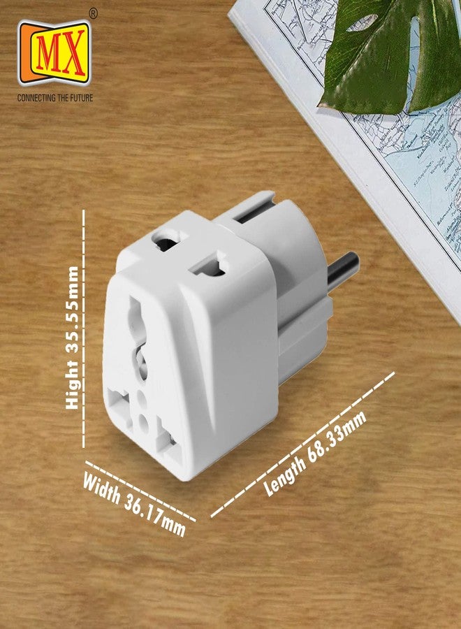 MX Europe Travel Adapter India to Europe Schuko Plug- multiplug Adapter 2 pin 3 Pin Plug Universal Socket Type E/F European Plug Adapter Worldwide Universal Adapter Use HomeOffice (White_2 pcs) - Image 5